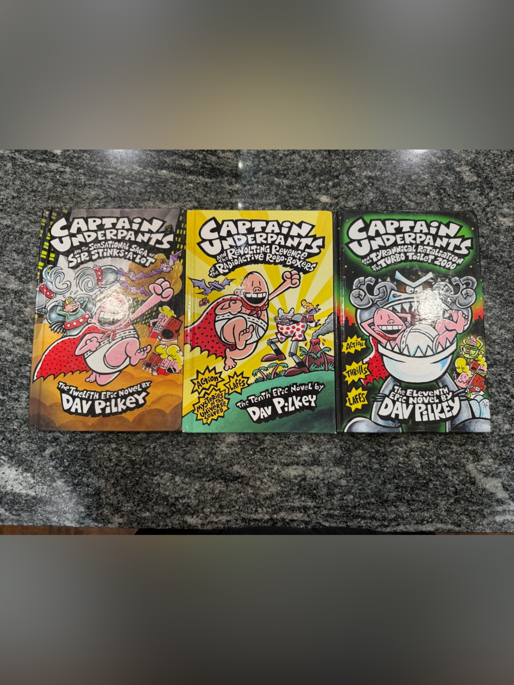 3 Books Captain Underpants Hardback Book Set by Dav Pilkey - Bright Multi